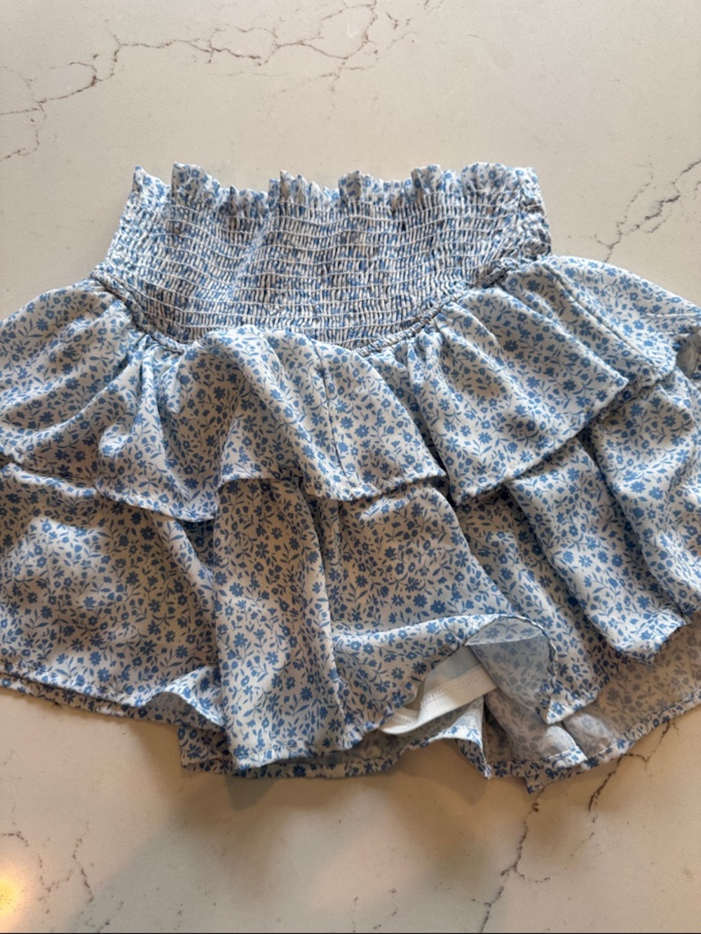Altar'd State Blue and White Floral Mini Skirt